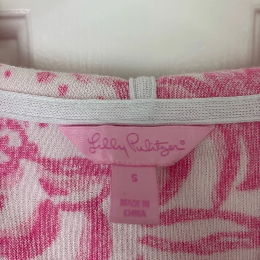 Lilly Pulitzer Megan 'Get Spotted' Tunic Hoodie Pink & White Terrycloth Cover Up - Picture 6 of 10